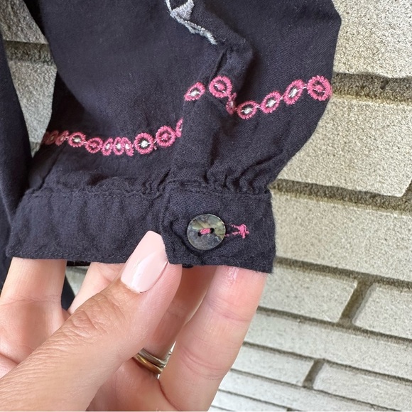 Johnny Was Tatum Embroidered Peasant Blouse Top Black Boho - Picture 12 of 12